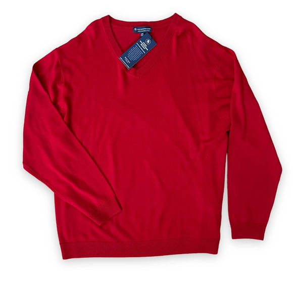 Hart Schaffner Marx Extra Fine Merino Wool V-Neck Sweater Mens Size 2XT Tall Red - Picture 1 of 5